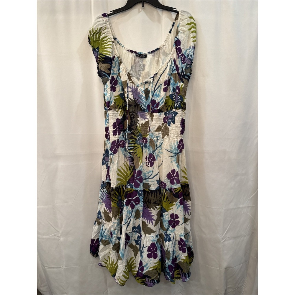 MLLE GABRIELLE SUMMER  Dress 3X Smocked Waist Cruise Vacation Picnic